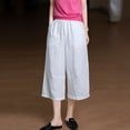 thumbnail image 3 of MLCDZ Womens Cotton Linen Lightweight Cropped Pants Loose Fit Wide Leg Capri Casual Loose Plus Size Elastic Waist Trousers, 3 of 10