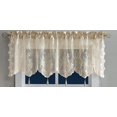 thumbnail image 3 of DecoSource - English Rose Design - Lace Semi Sheer Voile Valance Rod Pocket with 4 Tassels - for Living Room Bedroom, Bathroom Kitchen and More 1 Valance 54" W x 22" L Each, Linen, 3 of 3