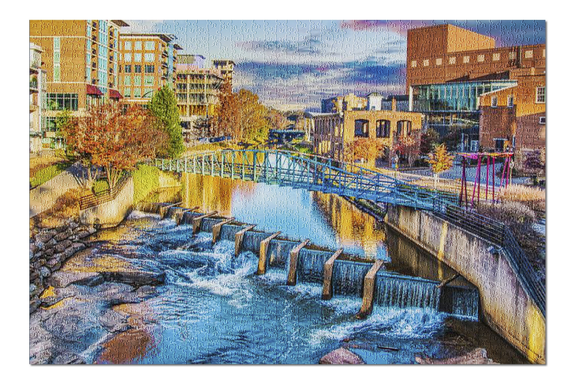 Greenville, South Carolina River Place & Reedy River at Sunrise