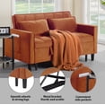 thumbnail image 4 of Gewnee Antique gold Velvet Pull-out Sleeper Sofa Bed - Solid Wood Frame, 2-Seater Loveseat for Home/Guest Room, Small Space Friendly, 4 of 16