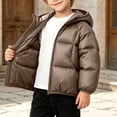 thumbnail image 3 of Jalioing Toddler Kids Puffer Jacket Solid Color Long Sleeve Zipper Winter Coat Thick Thermal Hooded Jacket Outerwear, 3 of 9