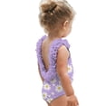 thumbnail image 2 of Twczz Toddler Girls One-Piece Swimsuits- Full Coverage Cute 3D Flowers Backless Kids Bathing Suit Purple Size 5 T, 2 of 8