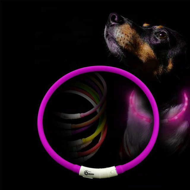 LED Collier de Chien Allument Collier de Chien Collier de Chien pour Chien de Sécurité de Nuit Cuttable Collier Réglable Lueur dans le Noir USB Rechargeable pour les Petits Chiens de Taille Moyenne