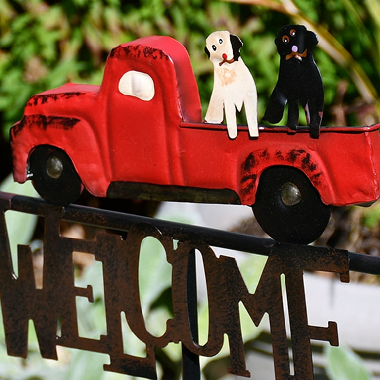 Rustic Metal Pickup Truck Dog Welcome Wind Spinner Windmill Yard Art Lawn Decor Rustic Metal Pickup Truck Dog Welcome Wind Spinner Windmill Yard Art Lawn Decor