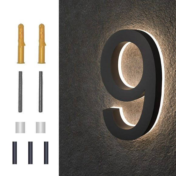 Números de Casa MIDIT Acero Inoxidable Retroiluminados LED Impermeables 7 Pulgadas