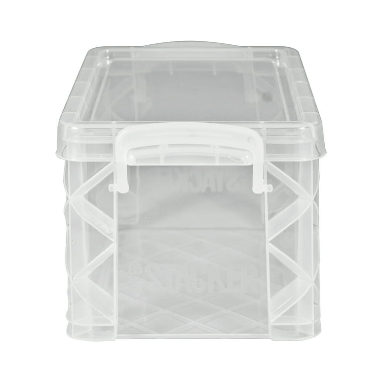 Super Stacker Plastic Storage Container With Built In Handles And Snap Lid  19 Liters ClearSea Breeze - Office Depot
