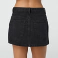 thumbnail image 5 of Women Denim Mini Skirt Casual A Line High Waist Button Zipper Closure Five Pocket Design Raw Hem Skirt Black M, 5 of 8