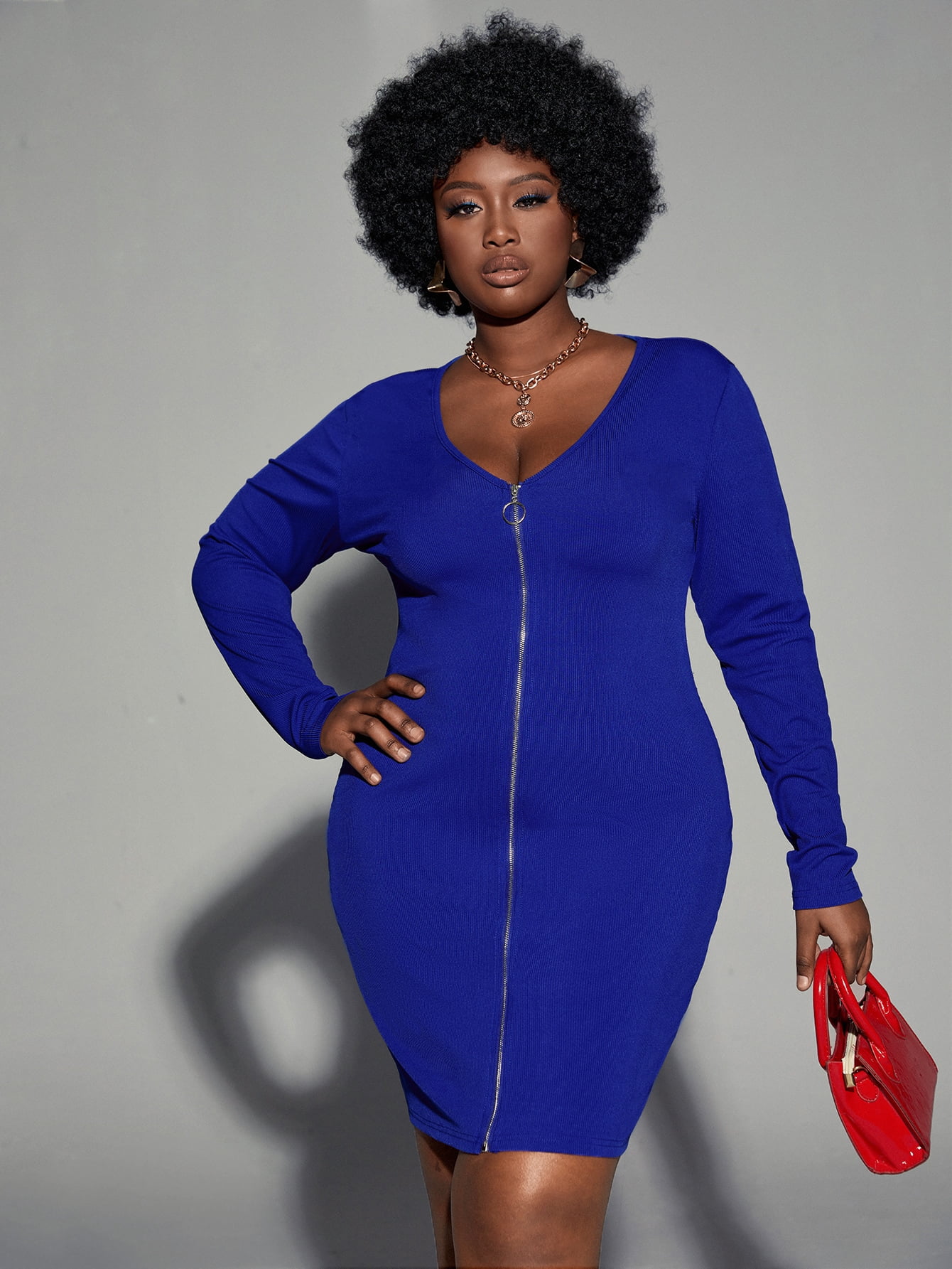 Women's Plus Zip Front Ribbed Knit 
