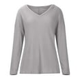 thumbnail image 4 of Tumotour Pullover for Women V-Neck Long Sleeve With Off The Shoulder Casual Loose Top 2025 Sweatshirts Blouse Tops, 4 of 6