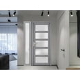thumbnail image 5 of Front Exterior Prehung Metal-Plastic Door Frosted Glass / Manux 8002 Grey Ash / Side Window / Office Commercial and Residential Doors Entrance Patio Garage 52" x 80" Left-hand Inswing, 5 of 5