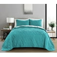 thumbnail image 7 of Quilt Set Full/Queen Size Aqua - Oversized Bedspread - Soft Microfiber Coverlet for All Season - Includes 1 Quilt and 2 Shams, Ocean Star Pattern, 7 of 7