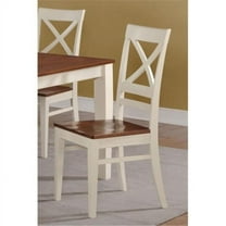 East West Furniture QUC-WHI-W Quincy Dining Chair with Wood Seat in Buttermilk and Cherry Pack of 2