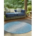 thumbnail image 5 of Unique Loom Outdoor Modern Collection Area Rug - Ombre (4' 1" Round Aqua/Ivory), 5 of 7