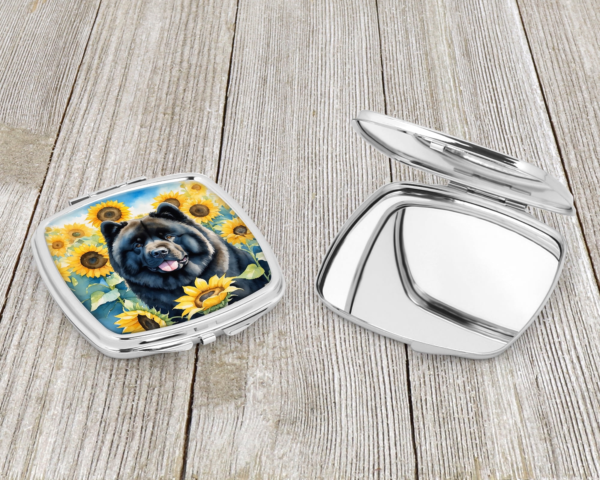 Chow Chow in Sunflowers Compact Mirror 2.75 in x 3 in