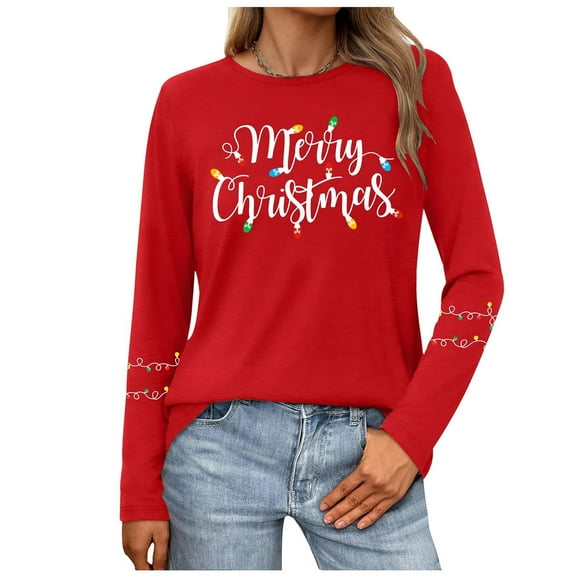 Christmas Sweatshirt for Women Long Sleeve Pullover Merry Christmas Graphic Tops Holiday Casual Sweater Xmas Shirt