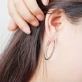 thumbnail image 4 of CZ 925 Silver Big Loop Circle Thin Hoop Earrings Jewelry for Women, 4 of 8