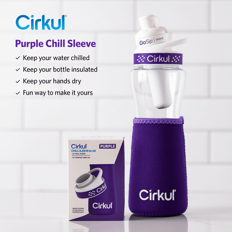 Cirkul Chill Sleeve & Comfort-Grip Lid for 22oz Bottle, Purple