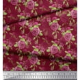 thumbnail image 3 of Soimoi Red Cotton Duck Fabric Leaves & Austin Rose Floral Decor Fabric Printed Yard 56 Inch Wide, 3 of 3