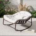 thumbnail image 3 of Bingirl Outdoor Rocking Chair Oversized Rattan Lounge Chair with Cushions and Metal Frame for Balcony Backyard Porch Bedroom White, 3 of 6