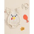 thumbnail image 2 of Suealasg Thanksgiving Baby Girl Overalls Romper Turkey Embroidery Fly Sleeve Jumpsuit +Headband 3 6 12 18 Months Infant Girl Fall Clothes, 2 of 7