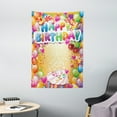 thumbnail image 1 of Birthday Decorations Tapestry, Vivid Colored Framework with Many Balloons Cupcake Cherry and Hearts, Wall Hanging for Bedroom Living Room Dorm Decor, 40W X 60L Inches, Multicolor, by Ambesonne, 1 of 2