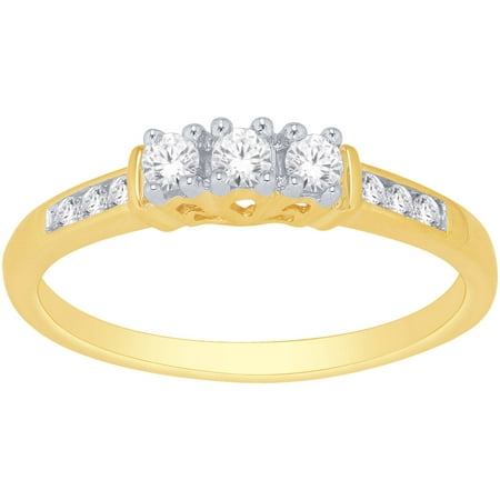 1/4 Carat T.W. Diamond 10kt Yellow Gold Three-Stone Ring