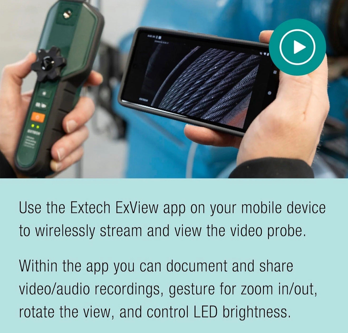 Extech BR450W-A2 Wireless HD Videoscope, 2-Way Articulation, 3.9mm Camera