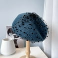 thumbnail image 2 of CoCopeaunt Autumn And Winter New Wool Beret Women’S Polka Dot Net Knit Artist Hat Good Version Of The Air Hostess Hat, 2 of 6