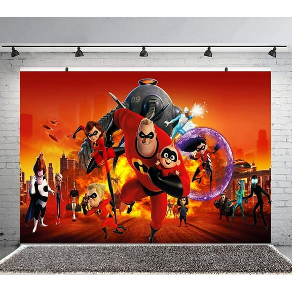 The Incredibles Backdrop Banner Party Supplies Poster Movie Theme Background for Photography Kids Birthday Decorations