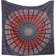 thumbnail image 4 of Bless International Indian hippie Bohemian Psychedelic Golden Blue Peacock Mandala Wall hanging Bedding Tapestry (Golden Blue White, Poster (30x40Inches)(76x101cms)), 4 of 5