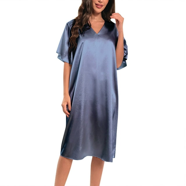 Conjunto de pijama de seda para mujer, corte holgado, diseño asimétrico, cinturón para atar, color liso, ropa de estar por casa para todas las estaciones