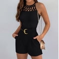 thumbnail image 2 of GILIGEGE 2 Piece Sets for Women Casual Fashion Set Women's Shorts Set Sleeveless Vest Top Suit Shorts Two Set Print Basic Tank Top & Shorts Set with Belt Features: Summer Sets Black Xl, 2 of 6