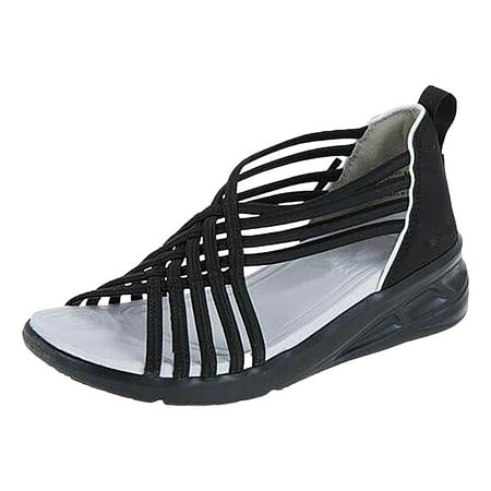 

aDJFDGT Flat Sandals for Women Dressy Wedding Women s Oversized Sandals Wedge Breathable Adult Sports Woven Fishmouth Shoes Roman Sandals