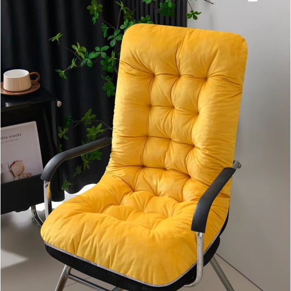 suxuMhao Thick Seat Cushion with Back Support, Office Chair Cushion for Butt, Gaming Chair Cushion, Bedroom Soft Seat Cushion, 18"×37"×3.15" Yellow, 1 Piece Desk Chair Pad for Long Sitting