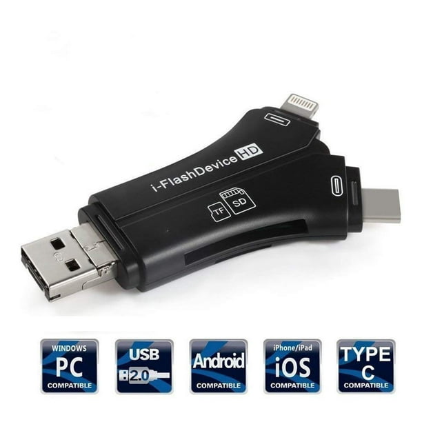 Lecteur de carte mémoire USB C vers SD 4 en 1 Type C Micro SD TF