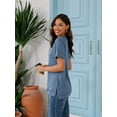 thumbnail image 4 of SHIBEVER Women Tops Summer Short Sleeve Tops Casual Loose Side Split Tunic Tops Ladies Comfortable Crewneck Tops Blouse Blue L, 4 of 9