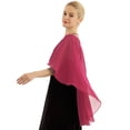 thumbnail image 5 of Fldy Woman Chiffon Cape Wrap Shawl Capelet Poncho Bridesmaid Shrug Cover Up for Wedding Evening Dress Burgundy One Size, 5 of 7