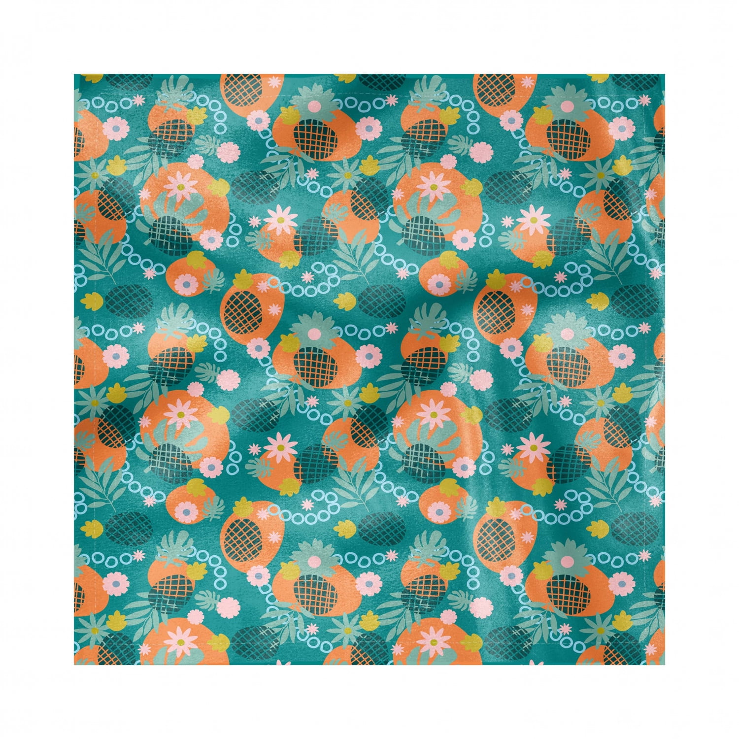 Tropical Decorative Napkins Set of 4, Flowers Abstract Motifs Monstera