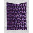 thumbnail image 1 of Grid Tapestry, Geometric Beveled Square Mosaic Tiles Pattern with Vibrant Contrast Tones of Purple, Wall Hanging for Bedroom Living Room Dorm Decor, 60W X 80L Inches, Multicolor, by Ambesonne, 1 of 2