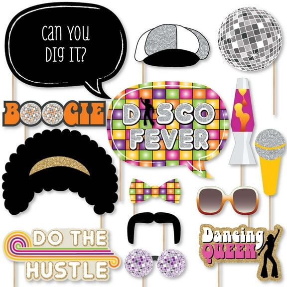 Big Dot of Happiness 70's Disco - 1970s Disco Fever Party Photo Booth Props Kit - 20 Count