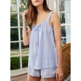 thumbnail image 2 of SUNSIOM Ensemble de Shorts 2 Pcs pour Femmes, Rayé, Col Rond, Sans Manches, Taille Élastique, Tenues de Détente, 2 of 8