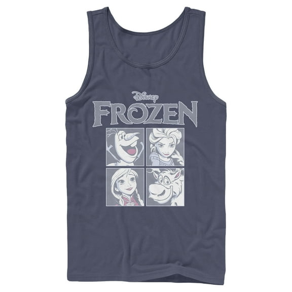 Men's Frozen Character Squares Tank Top Navy Blue Large