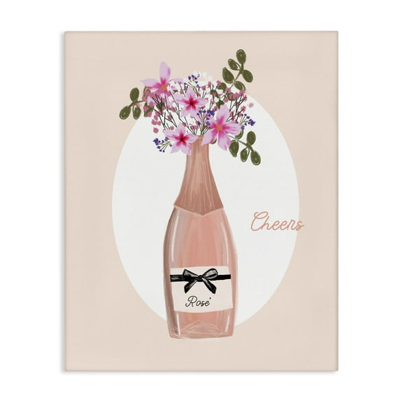 Stupell Industries Cheers Pastel Rosé Food & Beverage Painting Gallery Wrapped Canvas Art Print Wall Art, 16 x 20