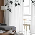 thumbnail image 4 of Black White Leaves Semi Sheer Curtains 72 Inch Length 2 Panels Set, Minimalist Natural Trees Watercolor Sheer Kitchen Curtain Privacy Voile Window Curtain for Living Room Bedroom Rod Pocket Drapes, 4 of 7
