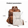 thumbnail image 2 of "Vintage Faux Leather Backpack for Women - Multi - Pocket Convertible Daypack with Adjustable Straps. Free Matching Mini Leather Pouch Included! Available in Multiple Solid Colors, 2 of 27