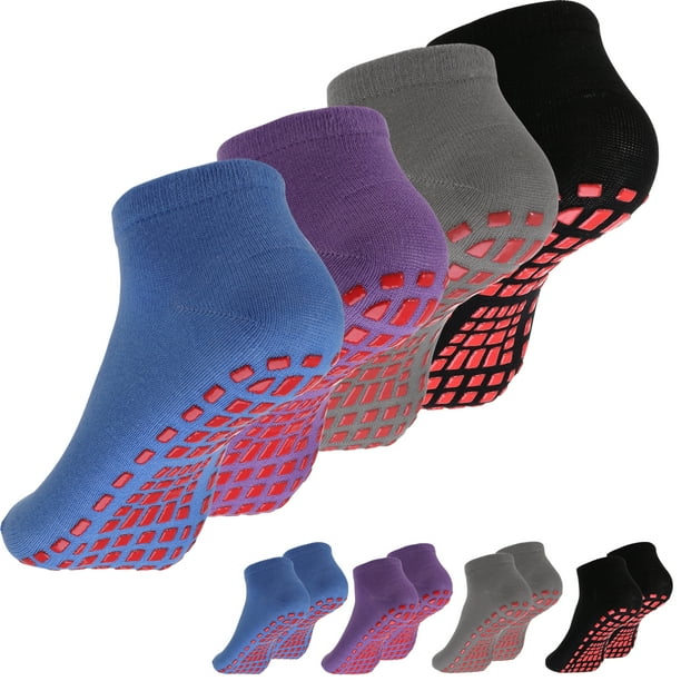 Hengguang 4Pcs Non Slip Yoga Skid Socks, Pilate Socks for Women