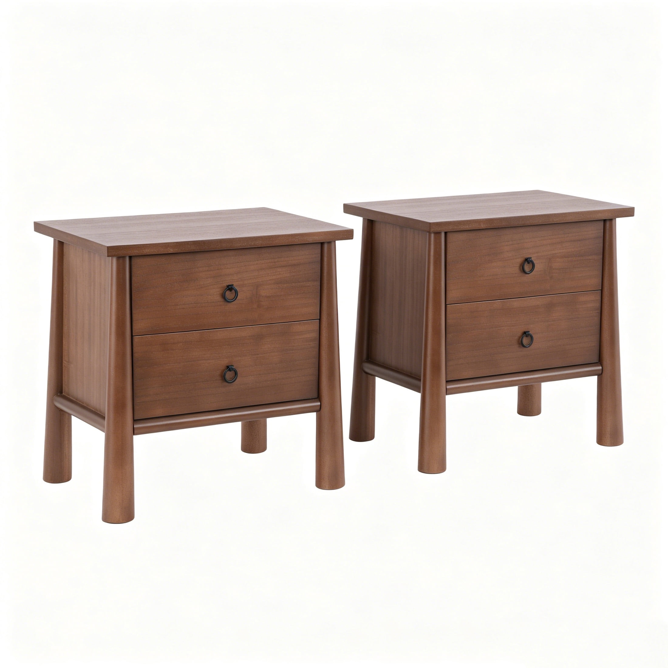 Christopher Knight Home 2-Drawer Mid-Century Modern Nightstand, Bedside Table with Storage, Brown, Set of 2