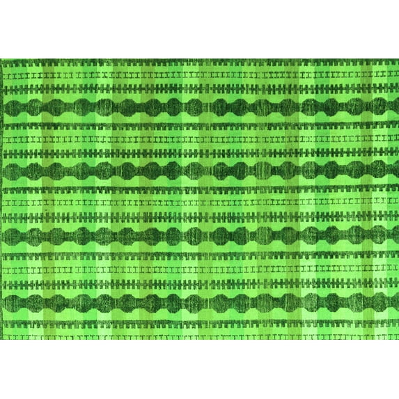 Ahgly Company Indoor Rectangle Abstract Green Modern Area Rugs, 2' x 5'