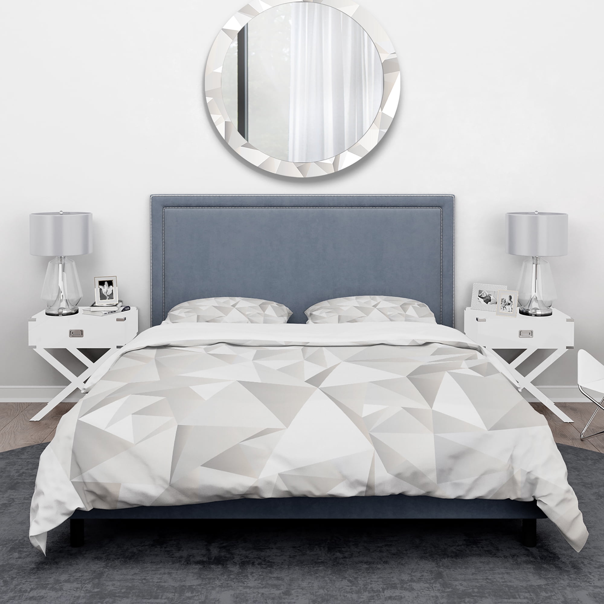 Designart 'White Crumpled Abstract' Scandinavian Duvet Cover Set