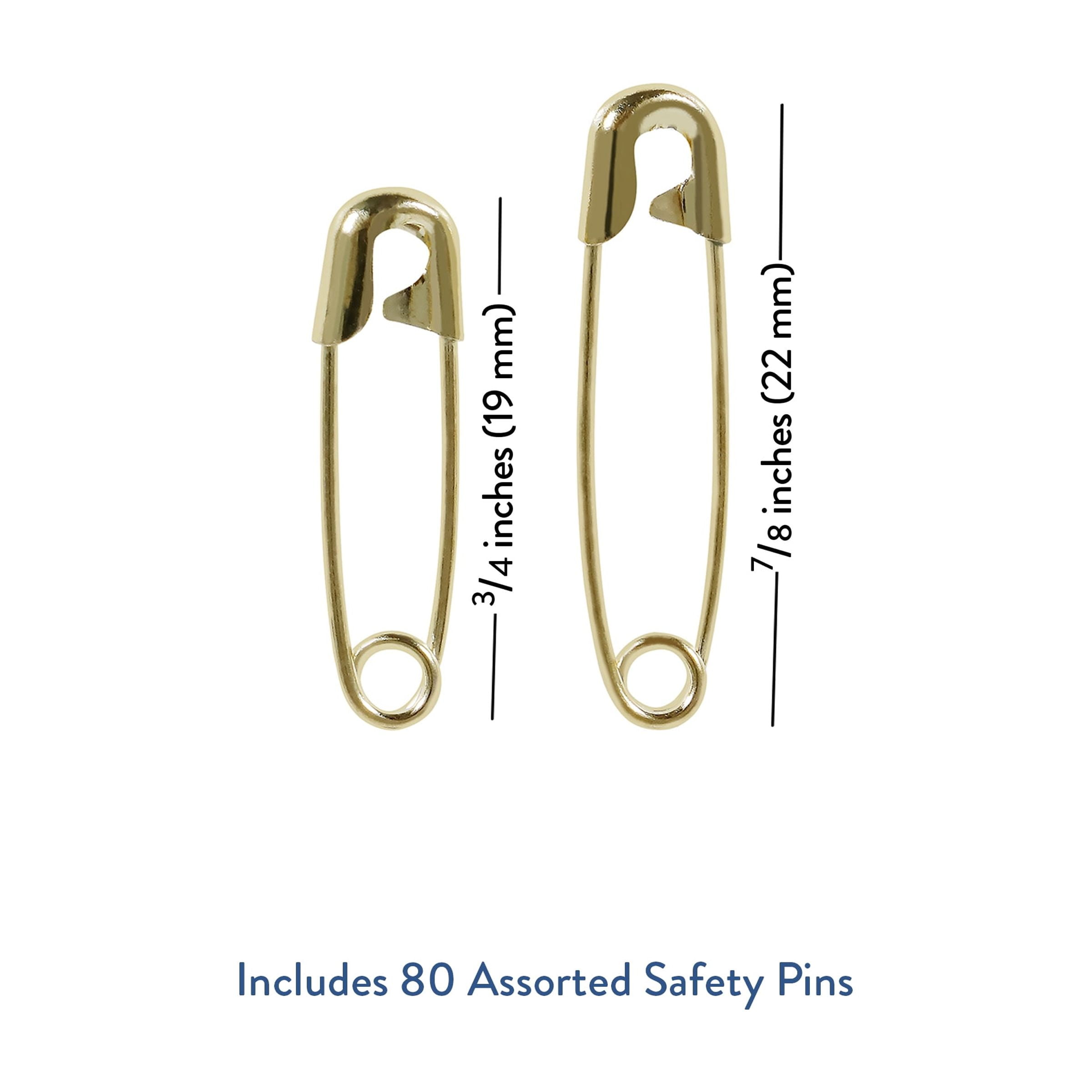 (2 pack) Hello Hobby Assorted Size Gilt Safety Pins (80 Count)